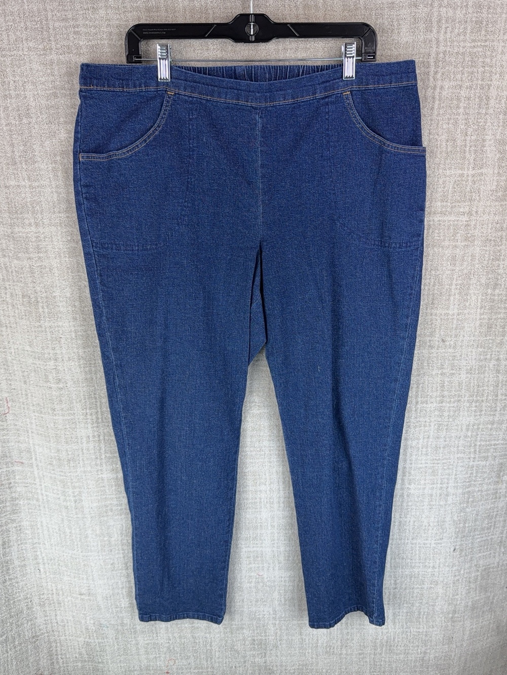 Real Size Jeans Womens XL Blue Dark Wash Slim Jegging Elastic Waist Stretch